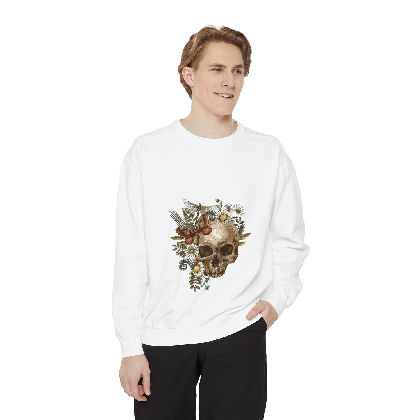 Boho Skull Floral Unisex Sweatshirt - Garden-Inspired Cozy Crew