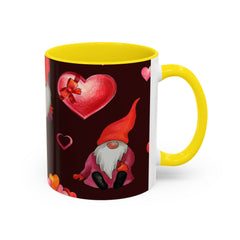 Valentine's Gnome Coffee Mug - Cute 11oz & 15oz Accent Mug with Hearts