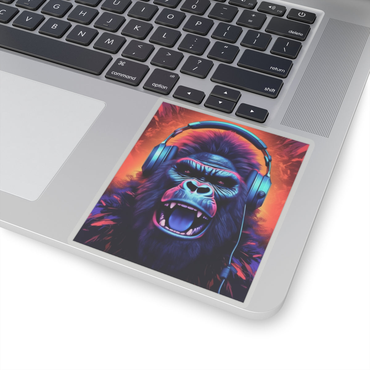 Music Lover's Gorilla Head Kiss-Cut Sticker - Vibrant Vinyl Decal for Laptops and Water Bottles