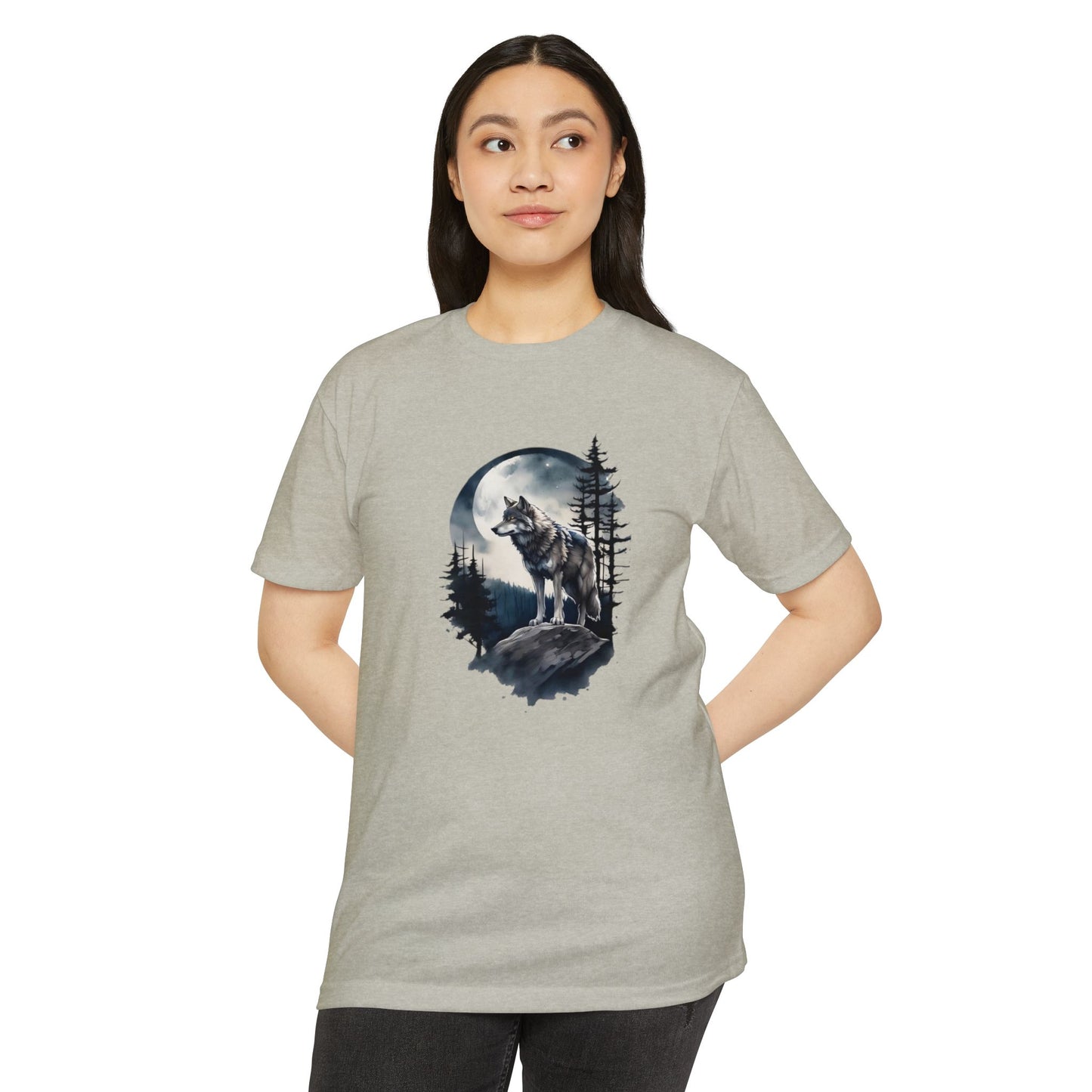 Wolf Howling Moon Unisex T-Shirt - Nature-Inspired Graphic Tee