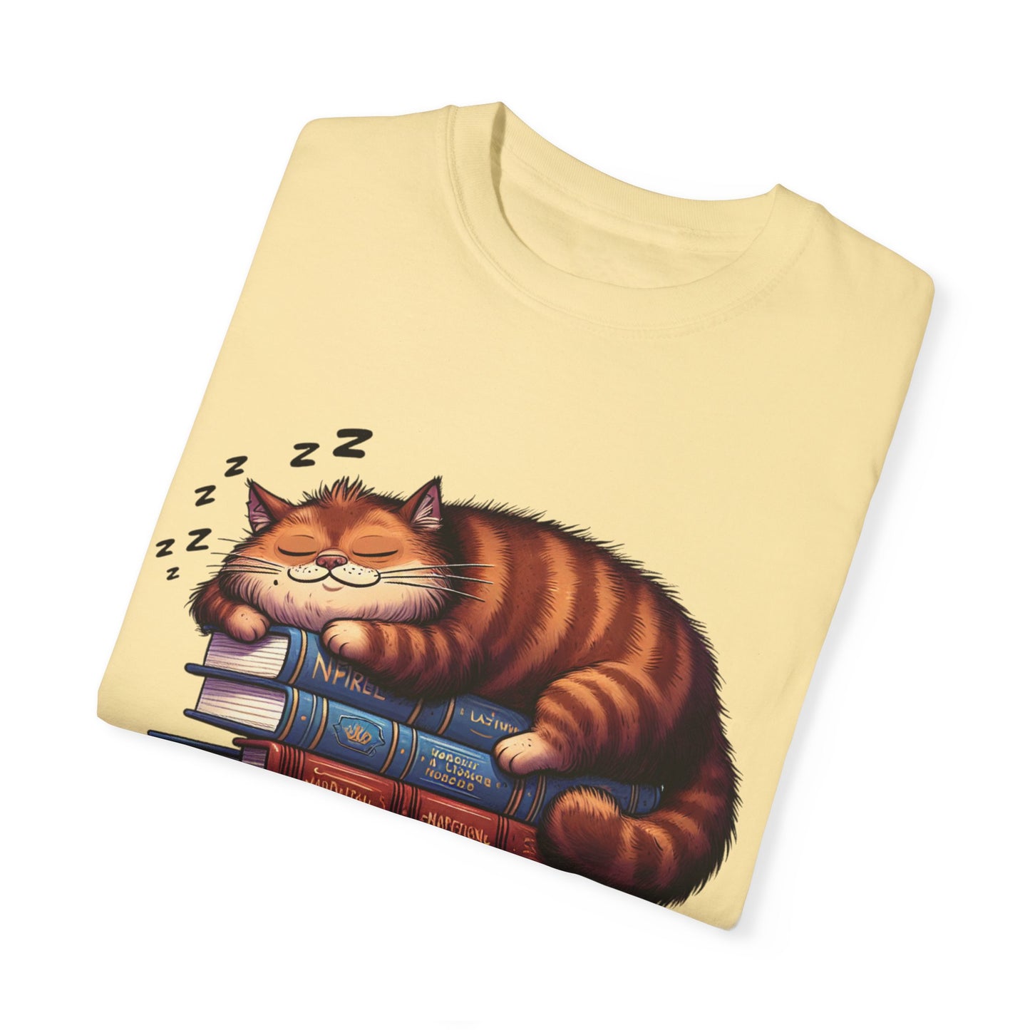 Professional Napper Cat T-Shirt | Unisex Garment-Dyed Tee for Book Lovers