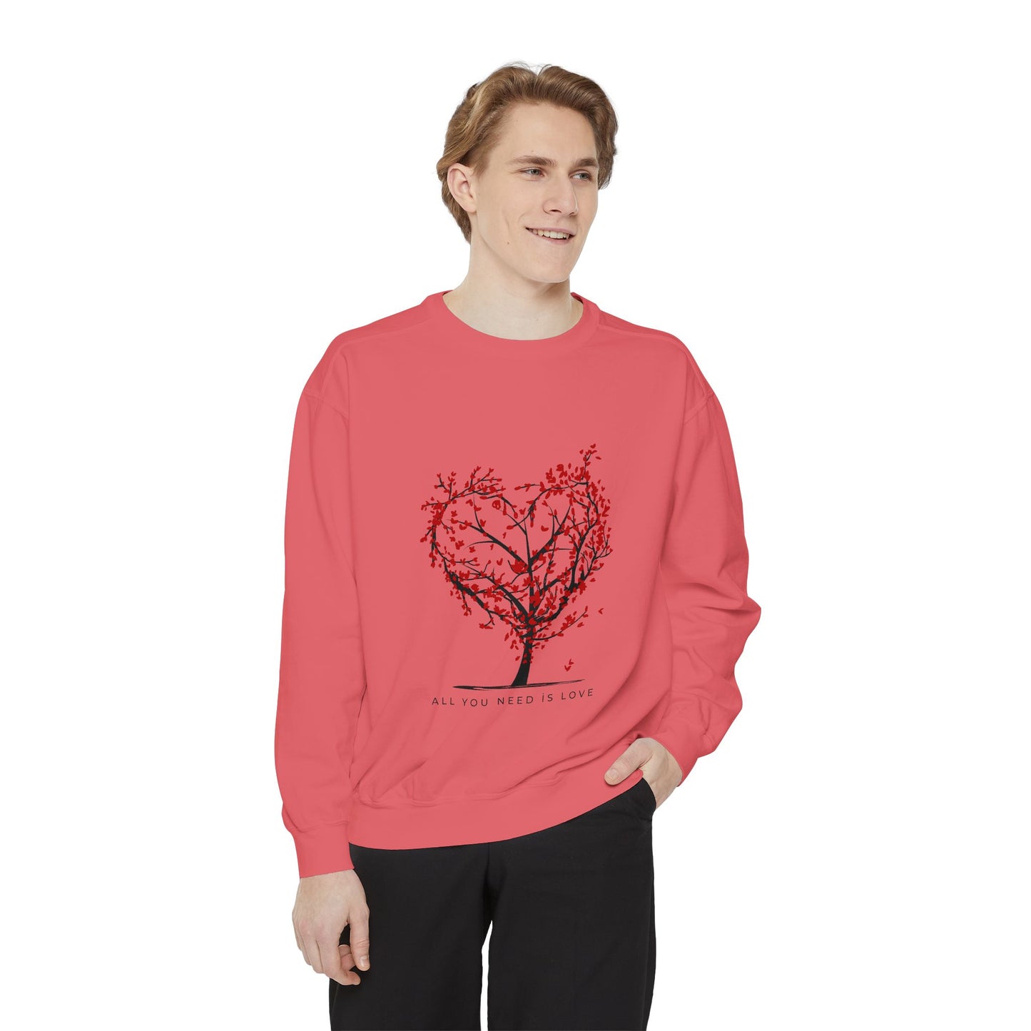 Heartfelt Love Sweatshirt - Unisex Garment-Dyed Sweatshirt for Comfort and Connection