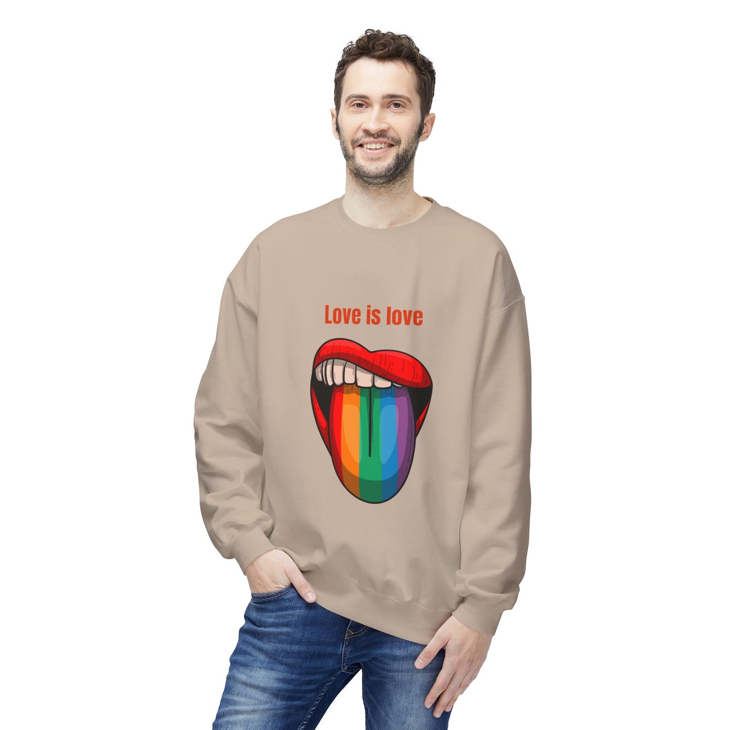 Rainbow Love Is Love Sweatshirt - Unisex Midweight Fleece Crewneck