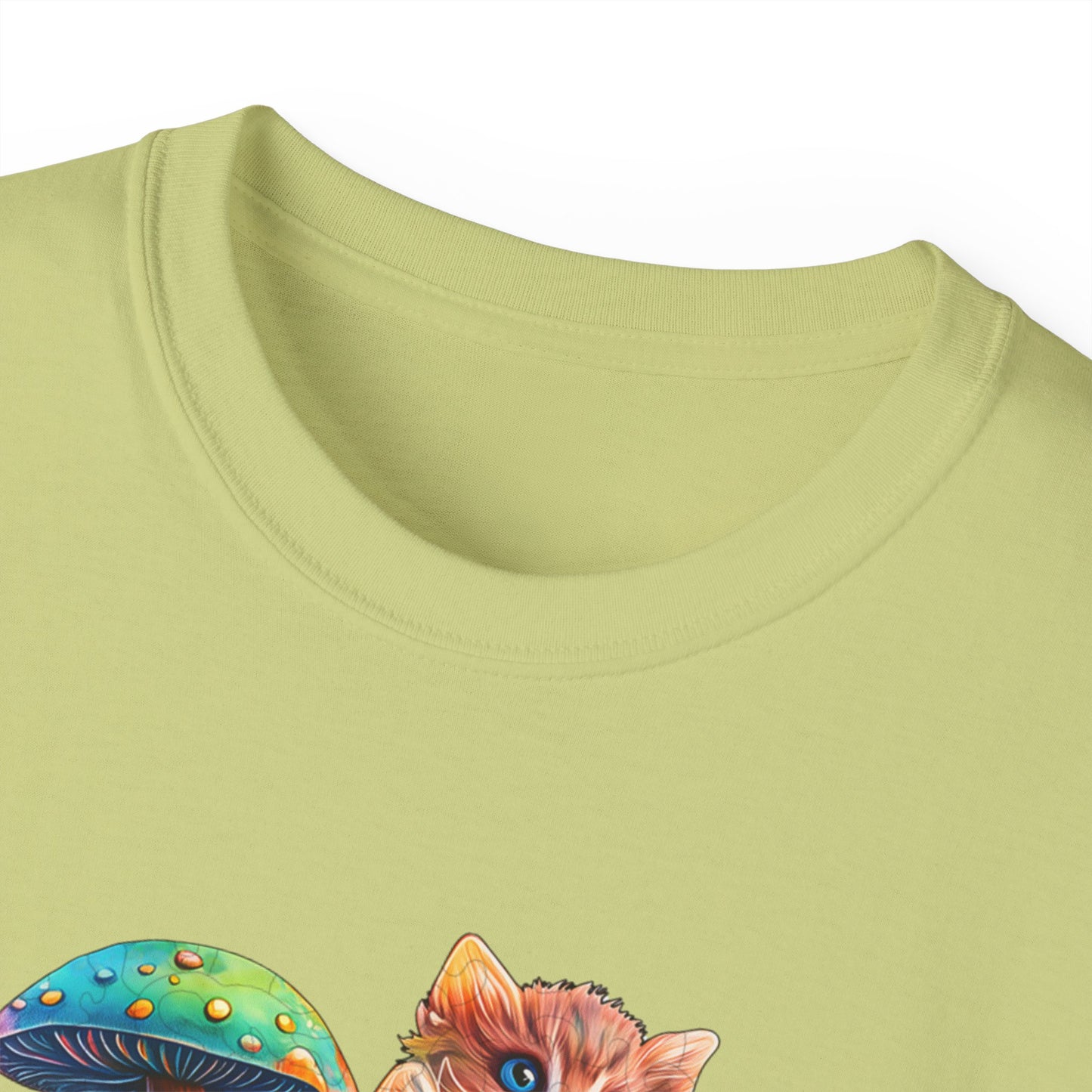 Colorful Cat Mushroom Unisex Ultra Cotton Tee - Whimsical T-Shirt for Cat Lovers