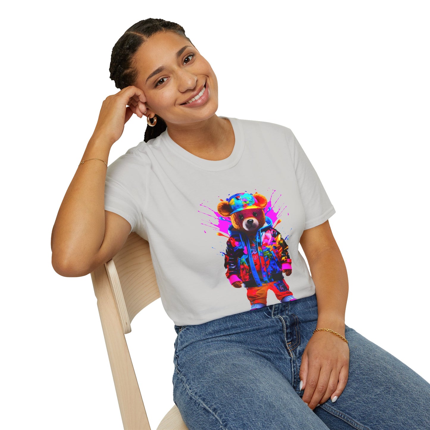 Vibrant Bear Graphic Unisex Softstyle T-Shirt - Perfect for Casual Wear and Gifts