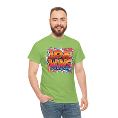Love Wins Unisex Heavy Cotton Tee - Colorful Graphic Tee for Pride and Self-Expression