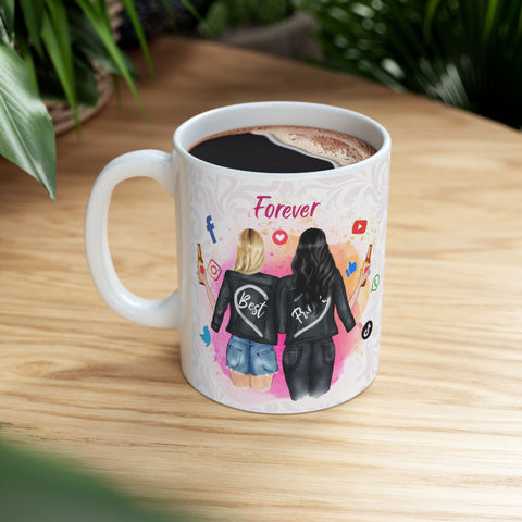 Stylish Social Media Ceramic Mug - Perfect Gift for Friends