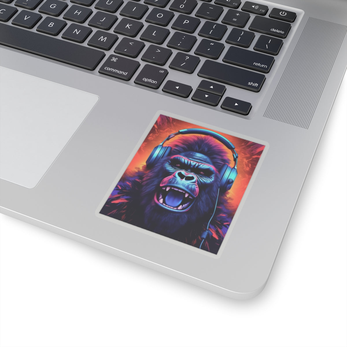 Music Lover's Gorilla Head Kiss-Cut Sticker - Vibrant Vinyl Decal for Laptops and Water Bottles