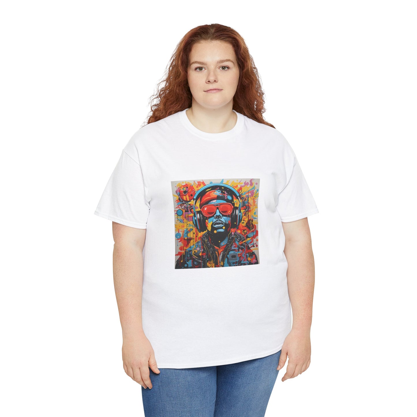 Vibrant Unisex Heavy Cotton Tee - Colorful Music & Travel Art