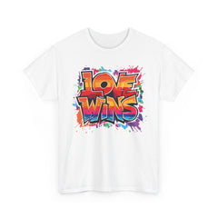 Love Wins Unisex Heavy Cotton Tee - Colorful Graphic Tee for Pride and Self-Expression