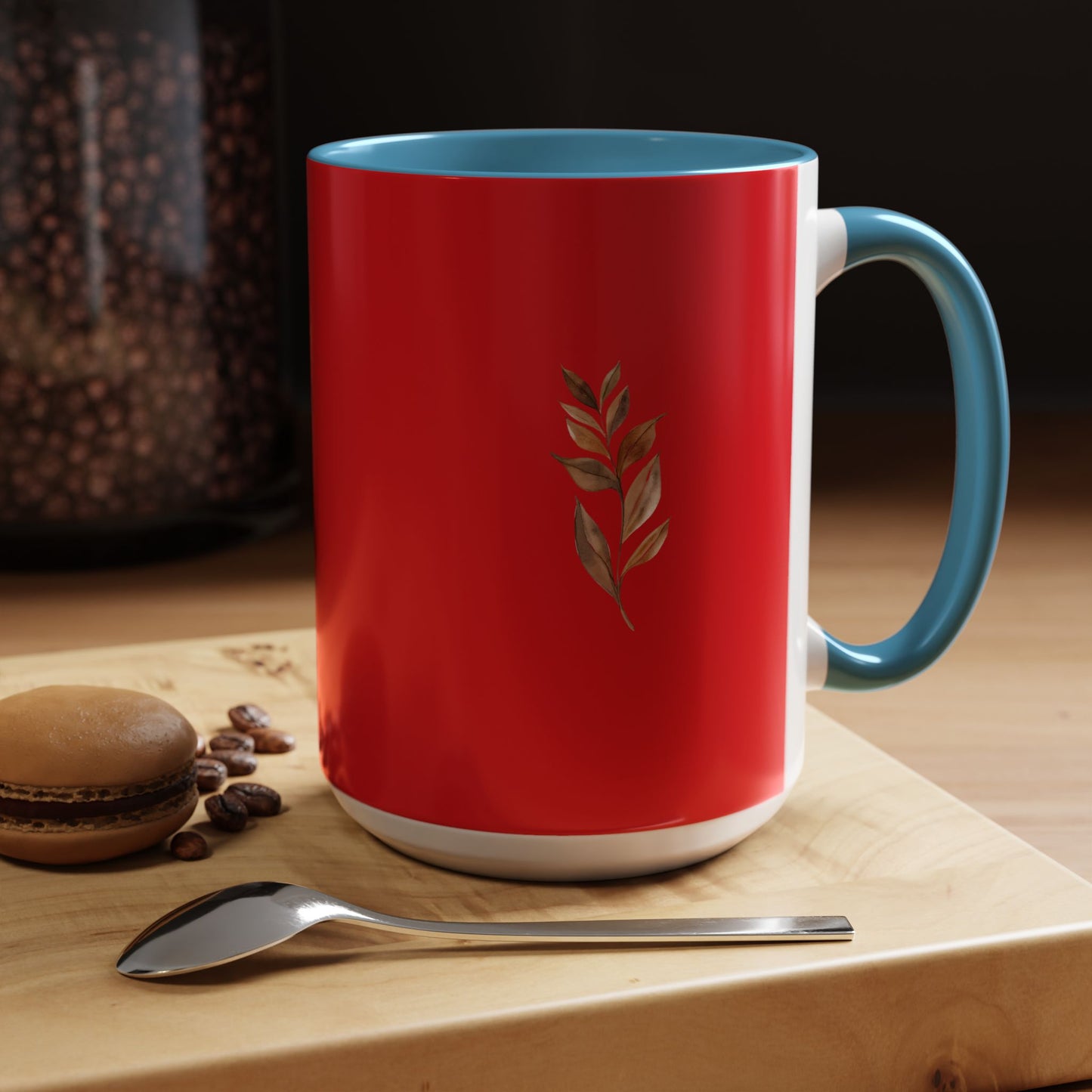 Vibrant Accent Coffee Mug with Leaf Design – Perfect for Home and Office