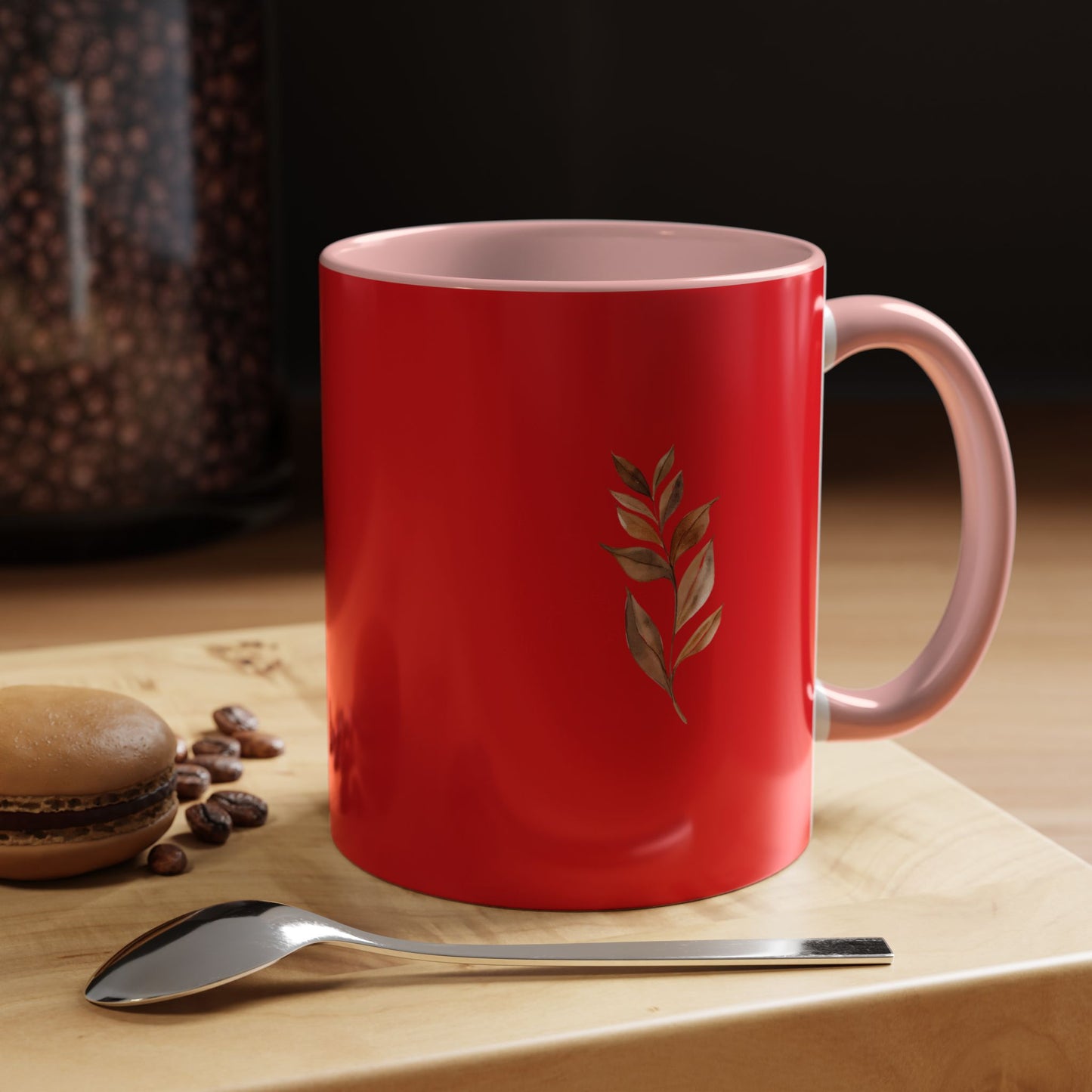 Vibrant Accent Coffee Mug with Leaf Design – Perfect for Home and Office