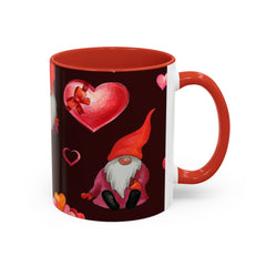 Valentine's Gnome Coffee Mug - Cute 11oz & 15oz Accent Mug with Hearts