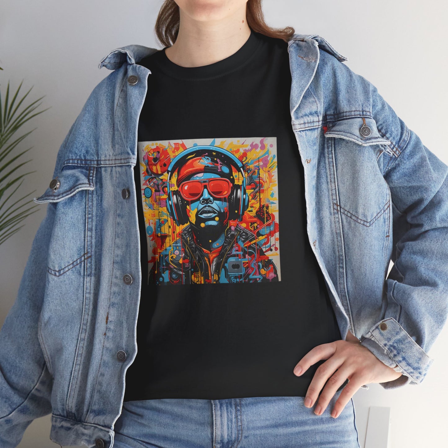 Vibrant Unisex Heavy Cotton Tee - Colorful Music & Travel Art