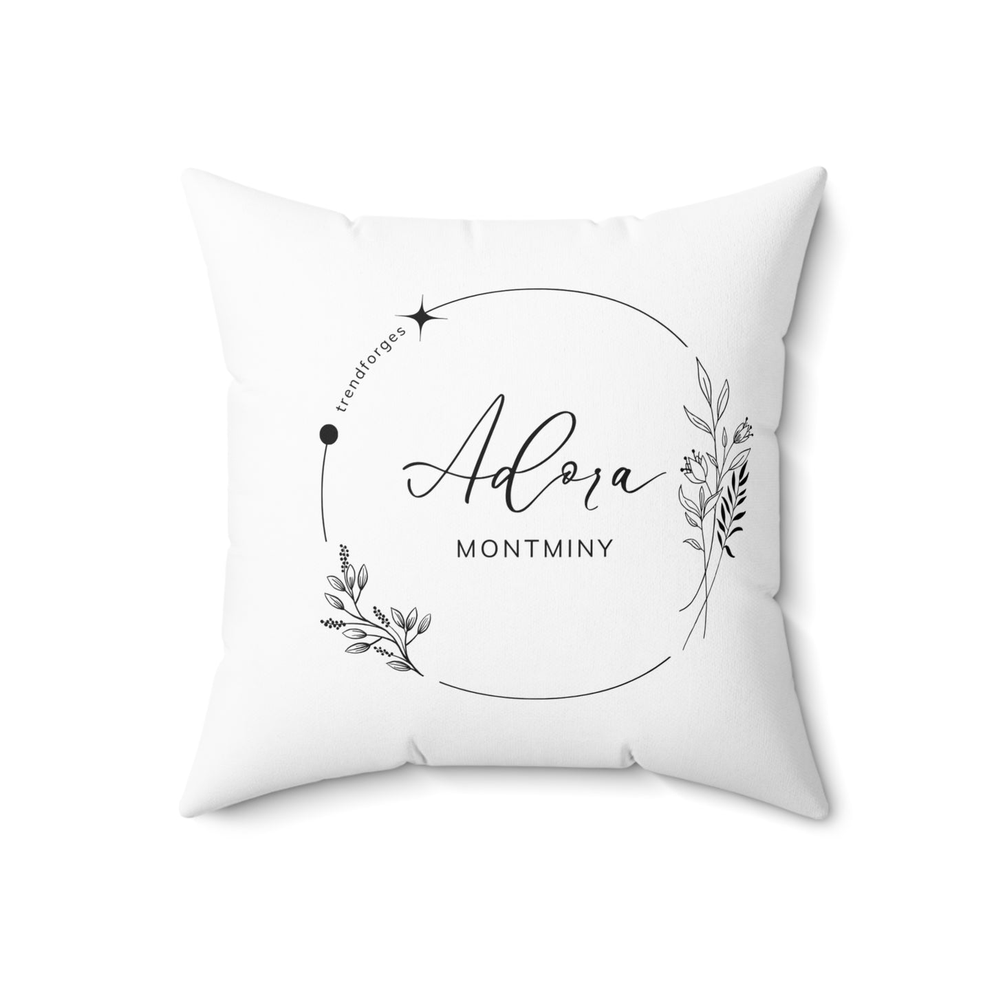 Personalized Floral Design Square Pillow - Custom Name Throw Pillow