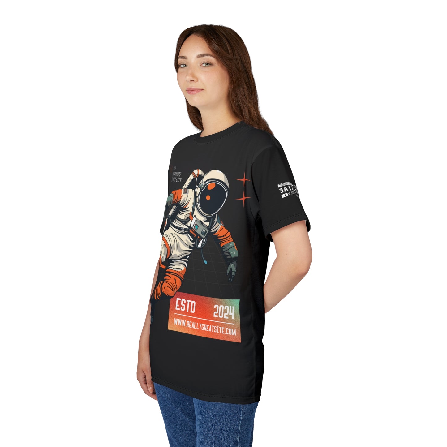 Astronaut Adventure Unisex Cut & Sew Tee - Space Exploration Design, Perfect for Sci-Fi Fans