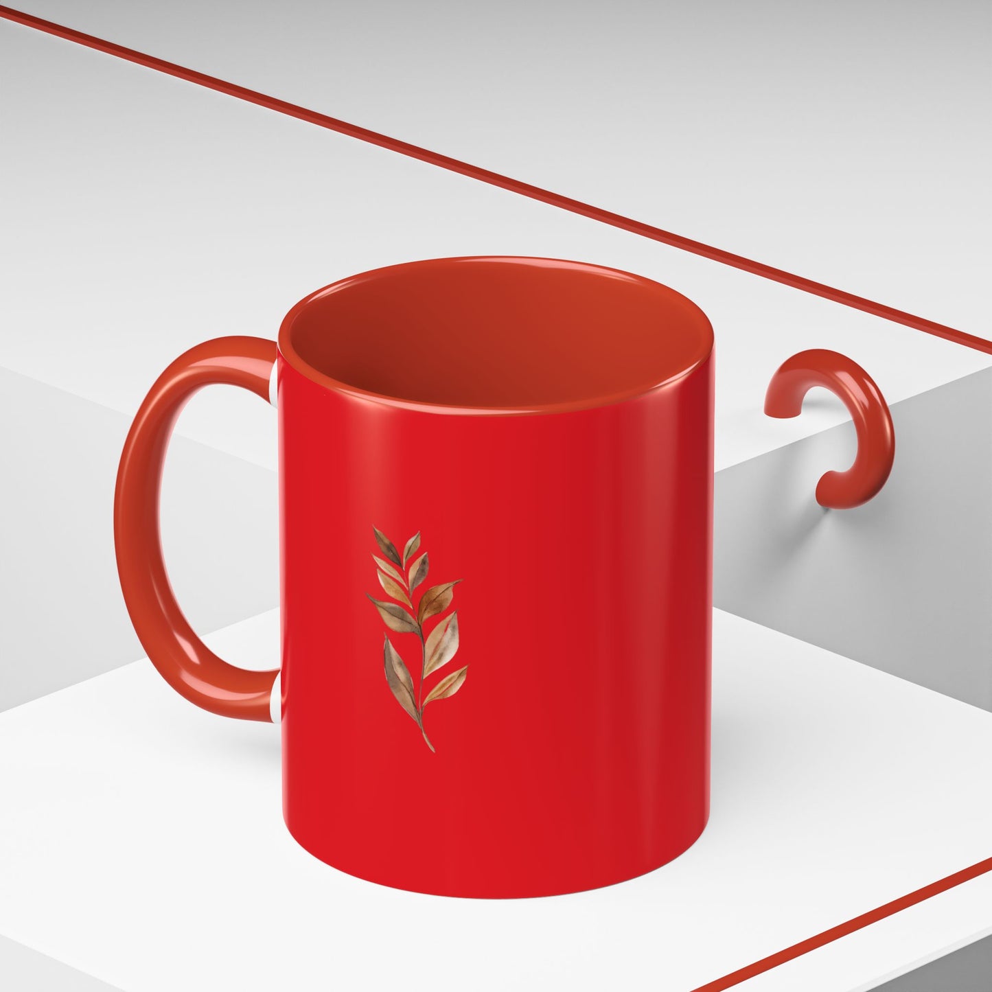 Vibrant Accent Coffee Mug with Leaf Design – Perfect for Home and Office