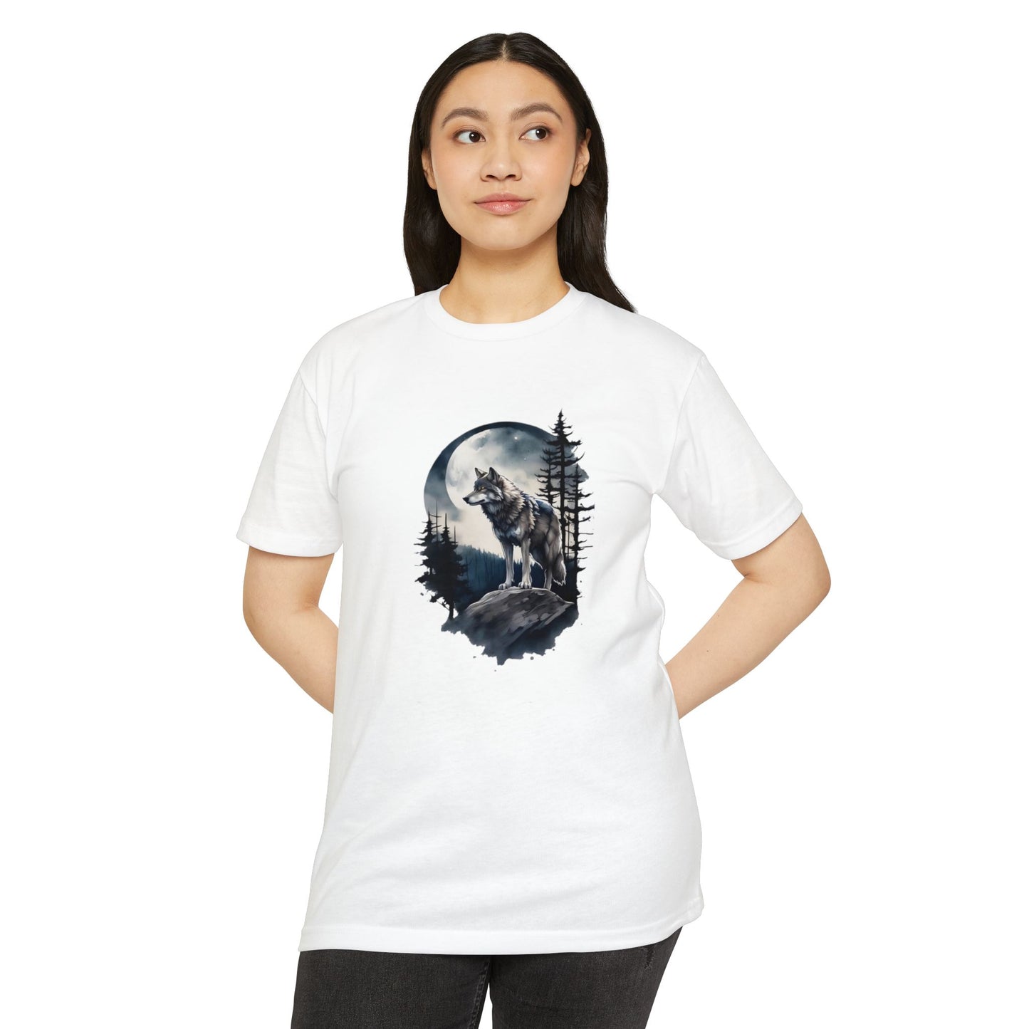 Wolf Howling Moon Unisex T-Shirt - Nature-Inspired Graphic Tee