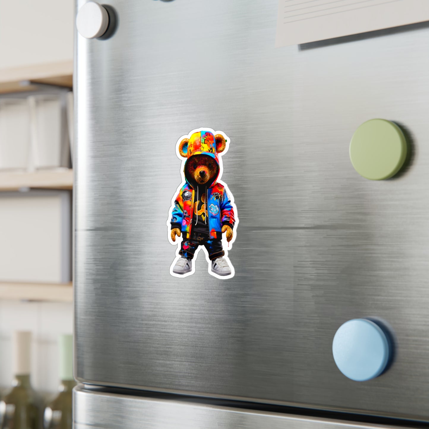 Colorful Bear Streetwear Kiss-Cut Vinyl Decal - Trendy Stickers for Personalization