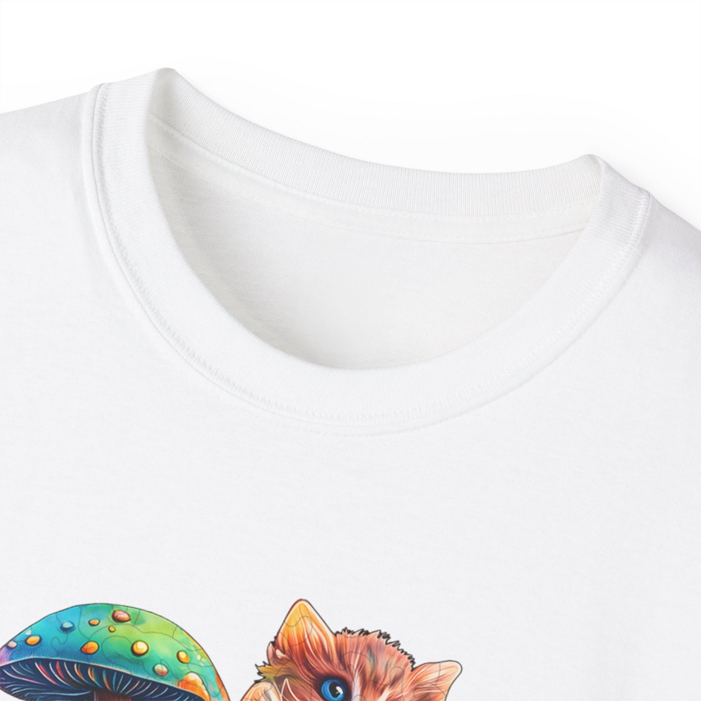 Colorful Cat Mushroom Unisex Ultra Cotton Tee - Whimsical T-Shirt for Cat Lovers