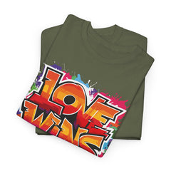 Love Wins Unisex Heavy Cotton Tee - Colorful Graphic Tee for Pride and Self-Expression