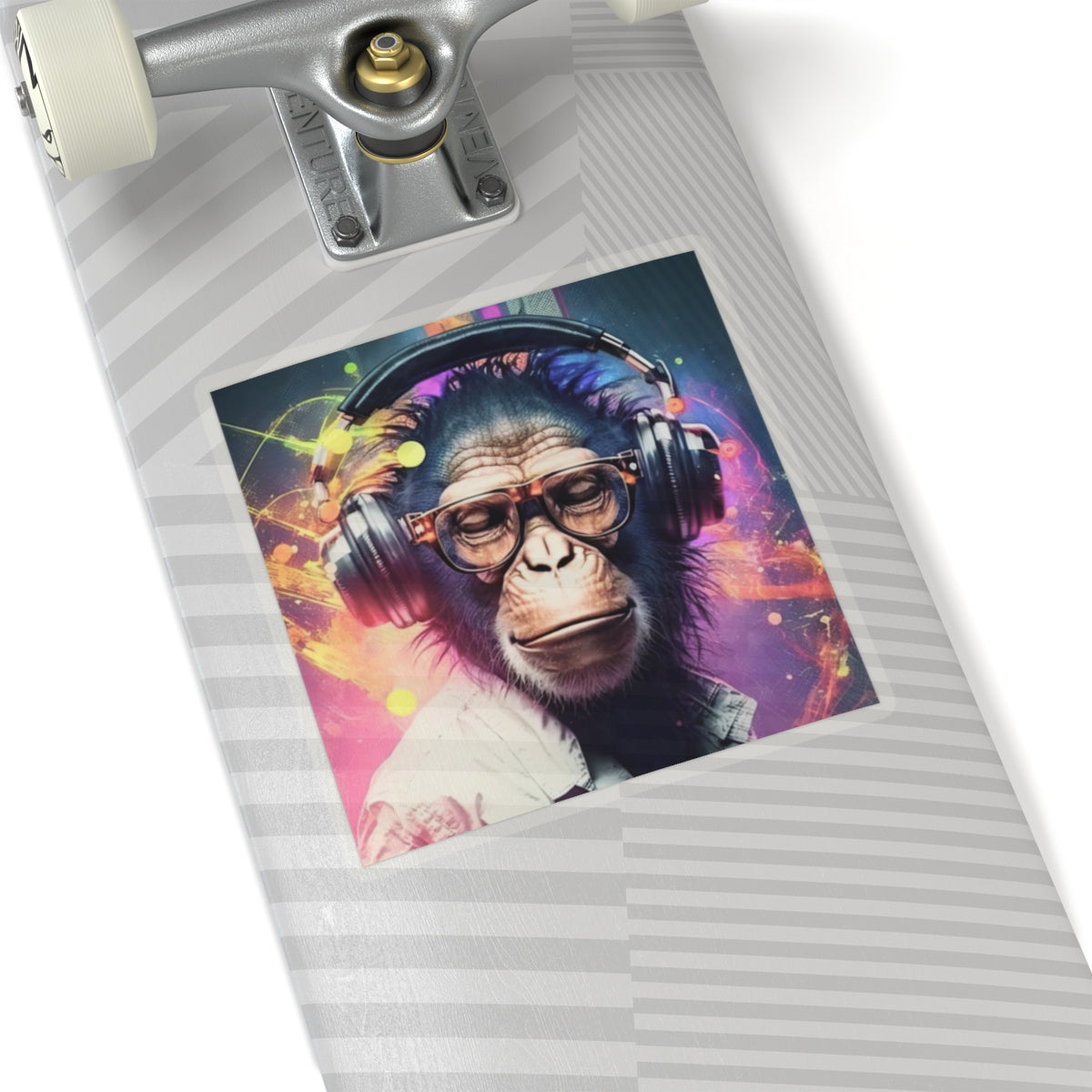 Vibrant Monkey Headphones Kiss-Cut Stickers for Music Lovers