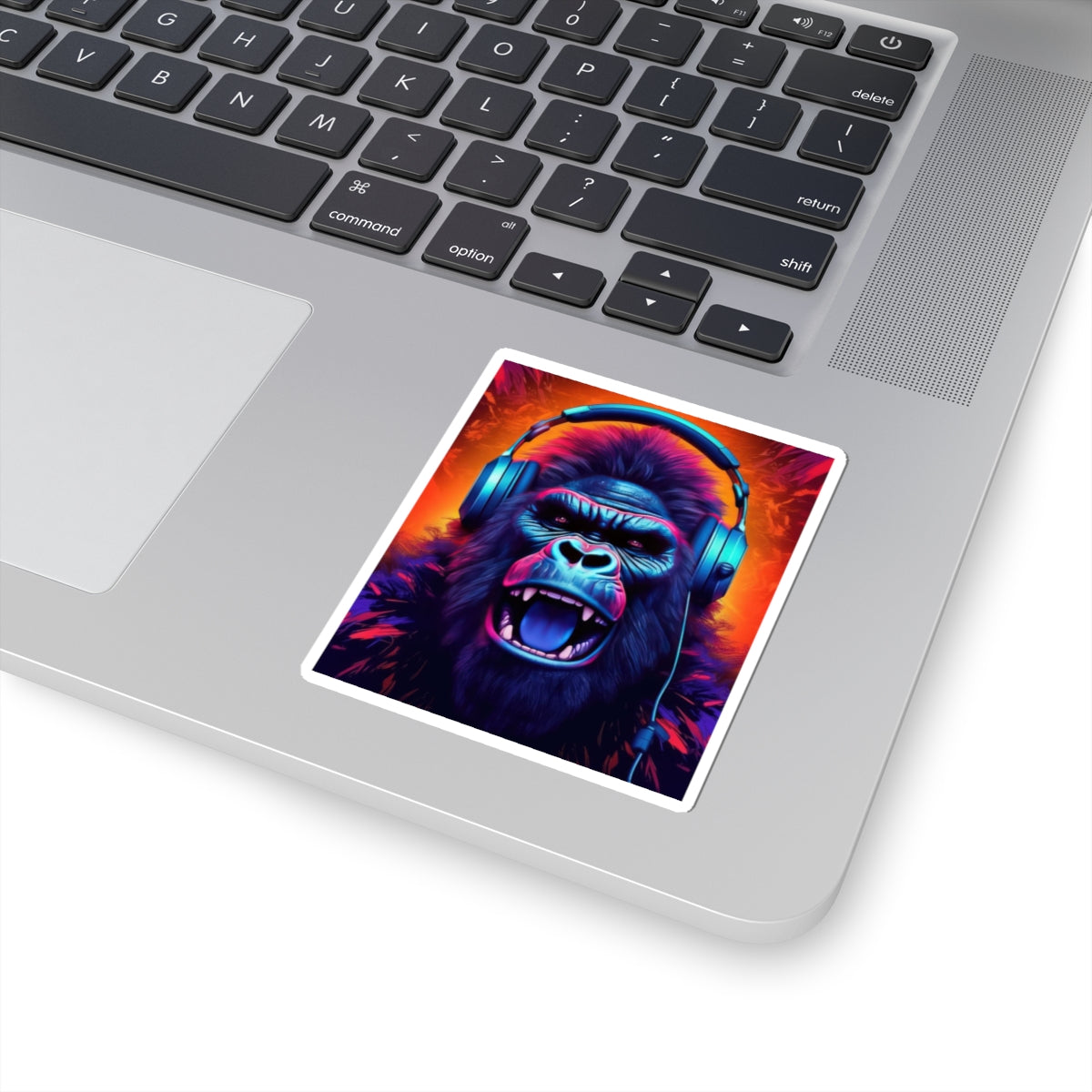 Music Lover's Gorilla Head Kiss-Cut Sticker - Vibrant Vinyl Decal for Laptops and Water Bottles