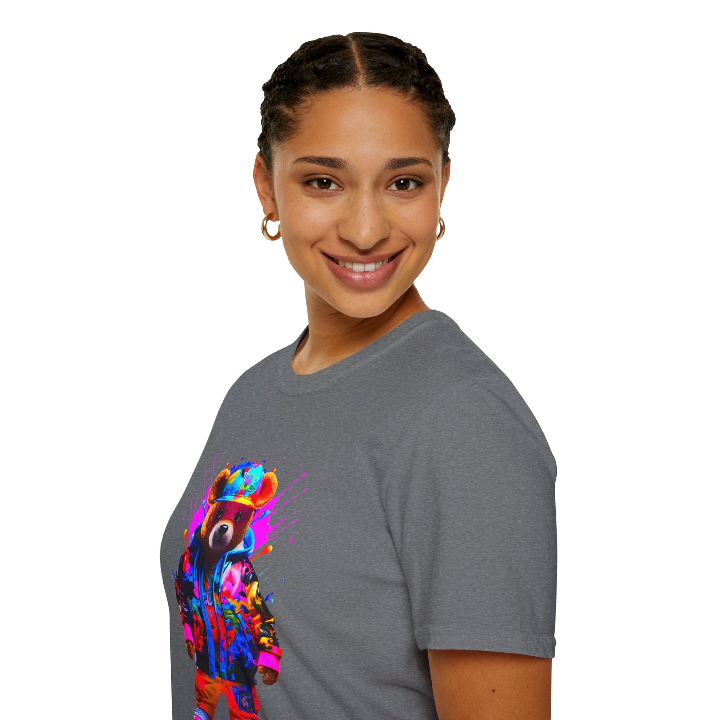 Vibrant Bear Graphic Unisex Softstyle T-Shirt - Perfect for Casual Wear and Gifts