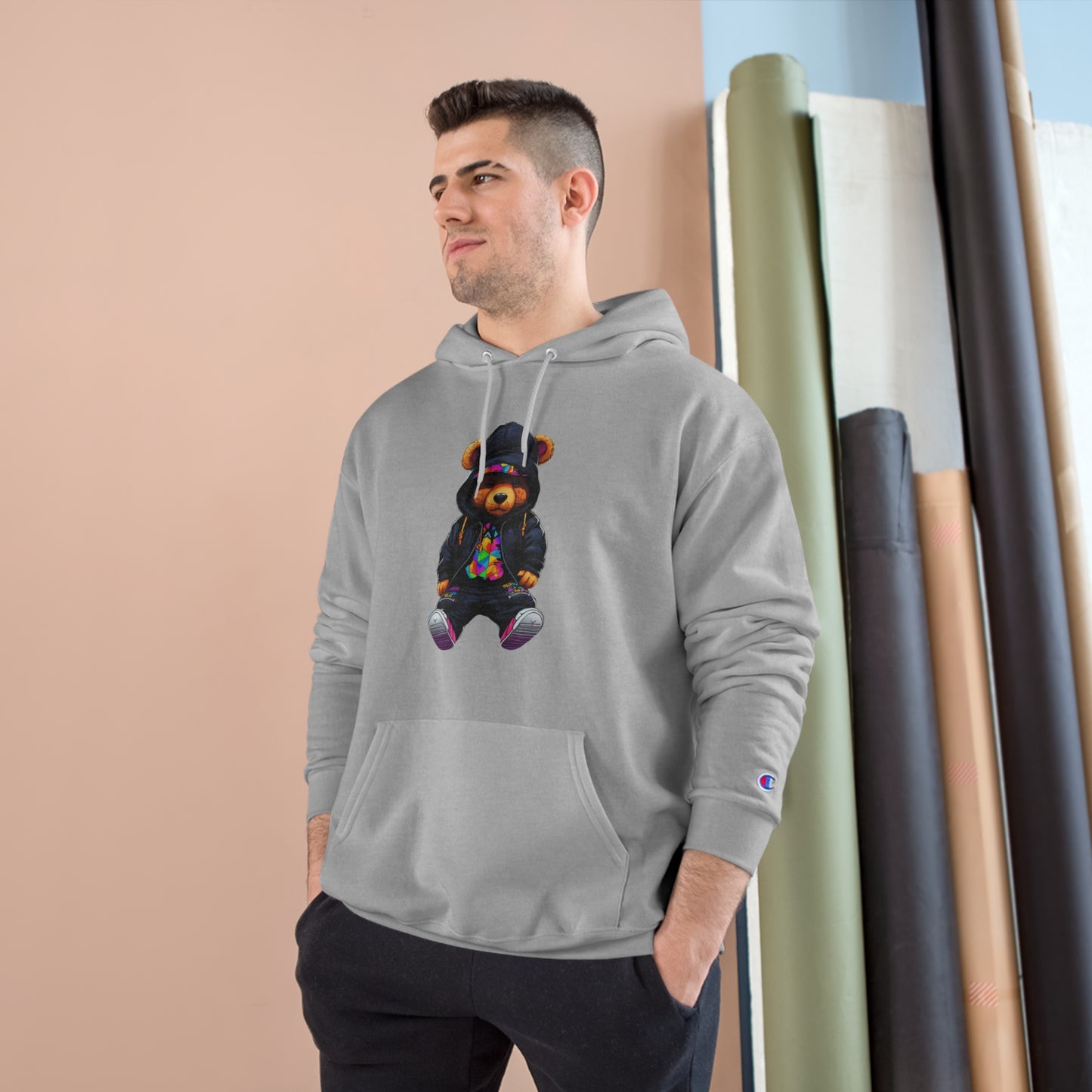 Cute Teddy Bear Champion Hoodie - Cozy Streetwear for Kids and Teens