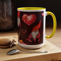 Valentine's Gnome Coffee Mug - Cute 11oz & 15oz Accent Mug with Hearts