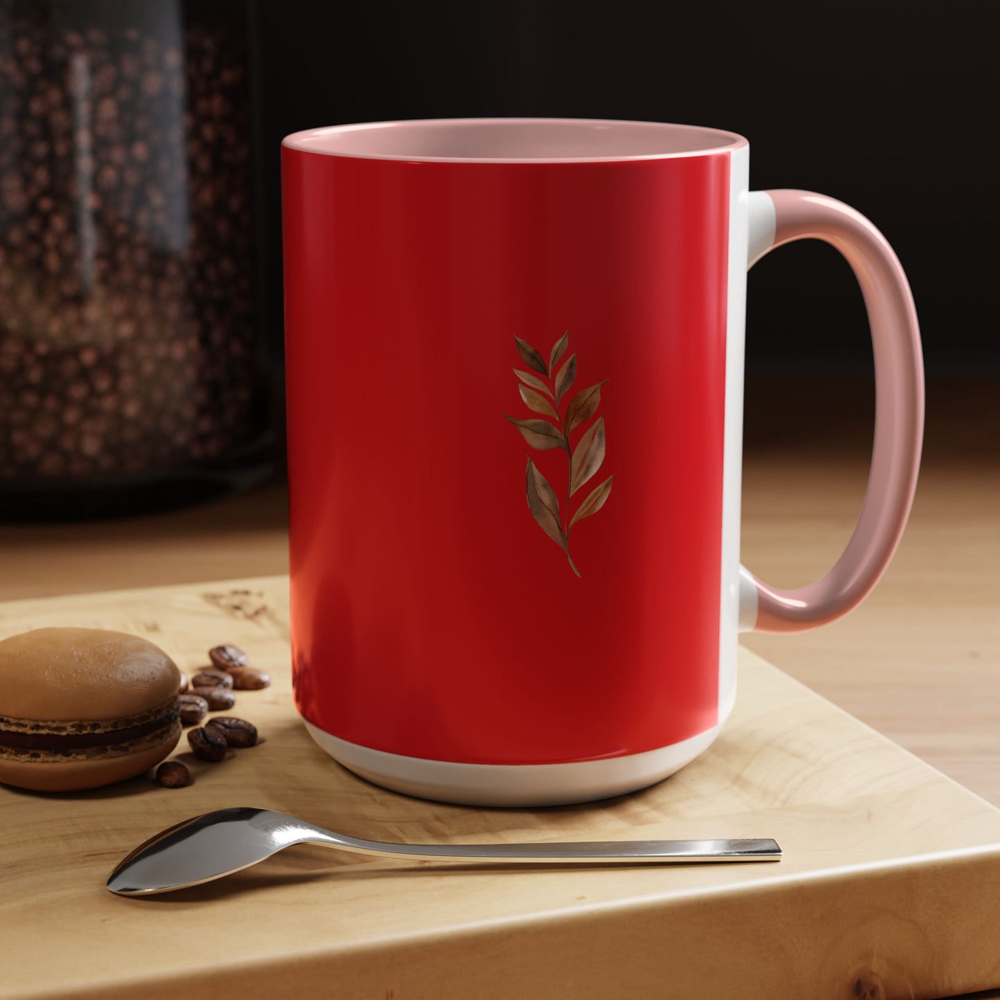 Vibrant Accent Coffee Mug with Leaf Design – Perfect for Home and Office