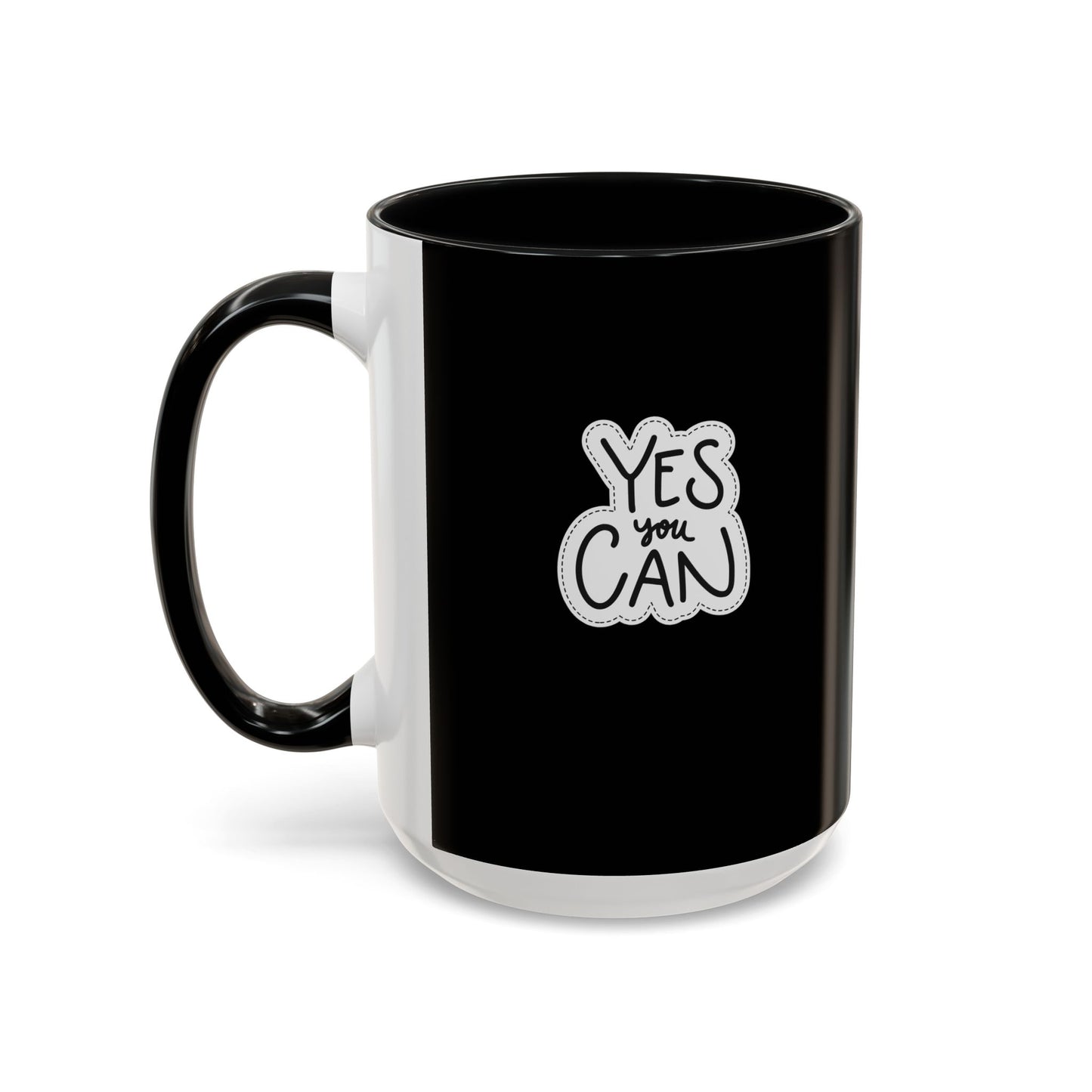 Inspirational Coffee Mug - "Yes You Can" - Motivational Black Accent Mug