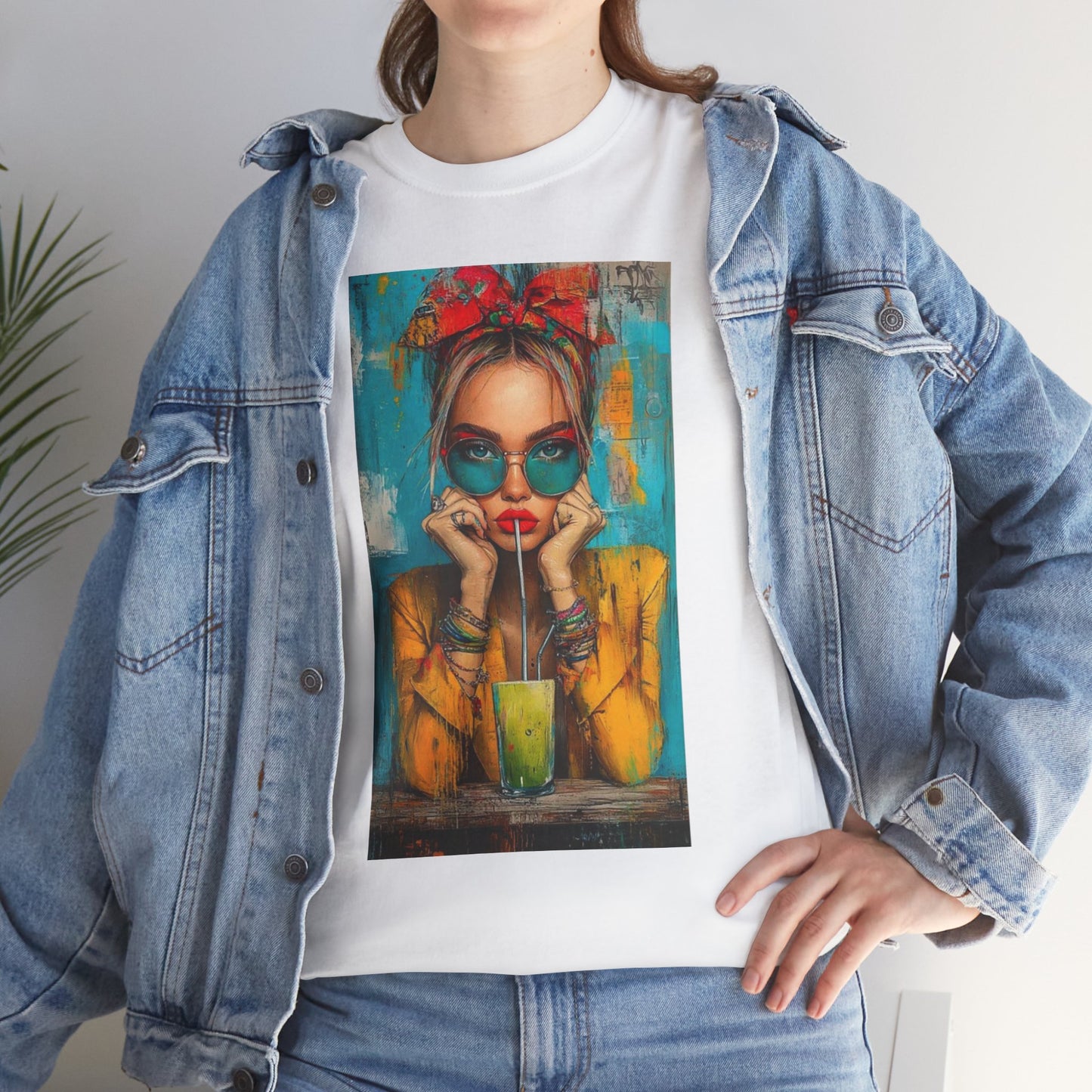 Chic Summer Vibes Unisex Heavy Cotton Tee with Colorful Art