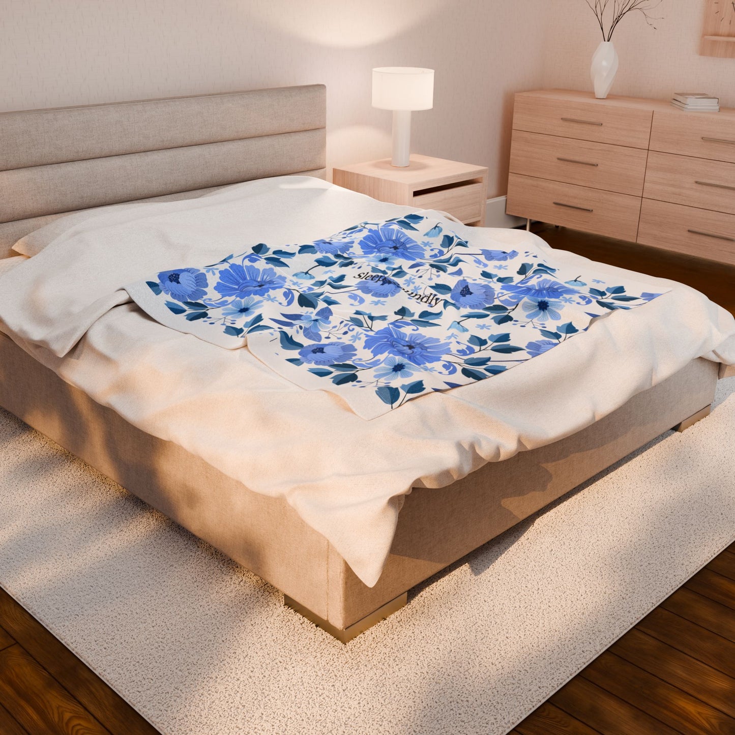 Floral Velveteen Plush Blanket - Sleeps Soundly - Cozy Bedding for Relaxation