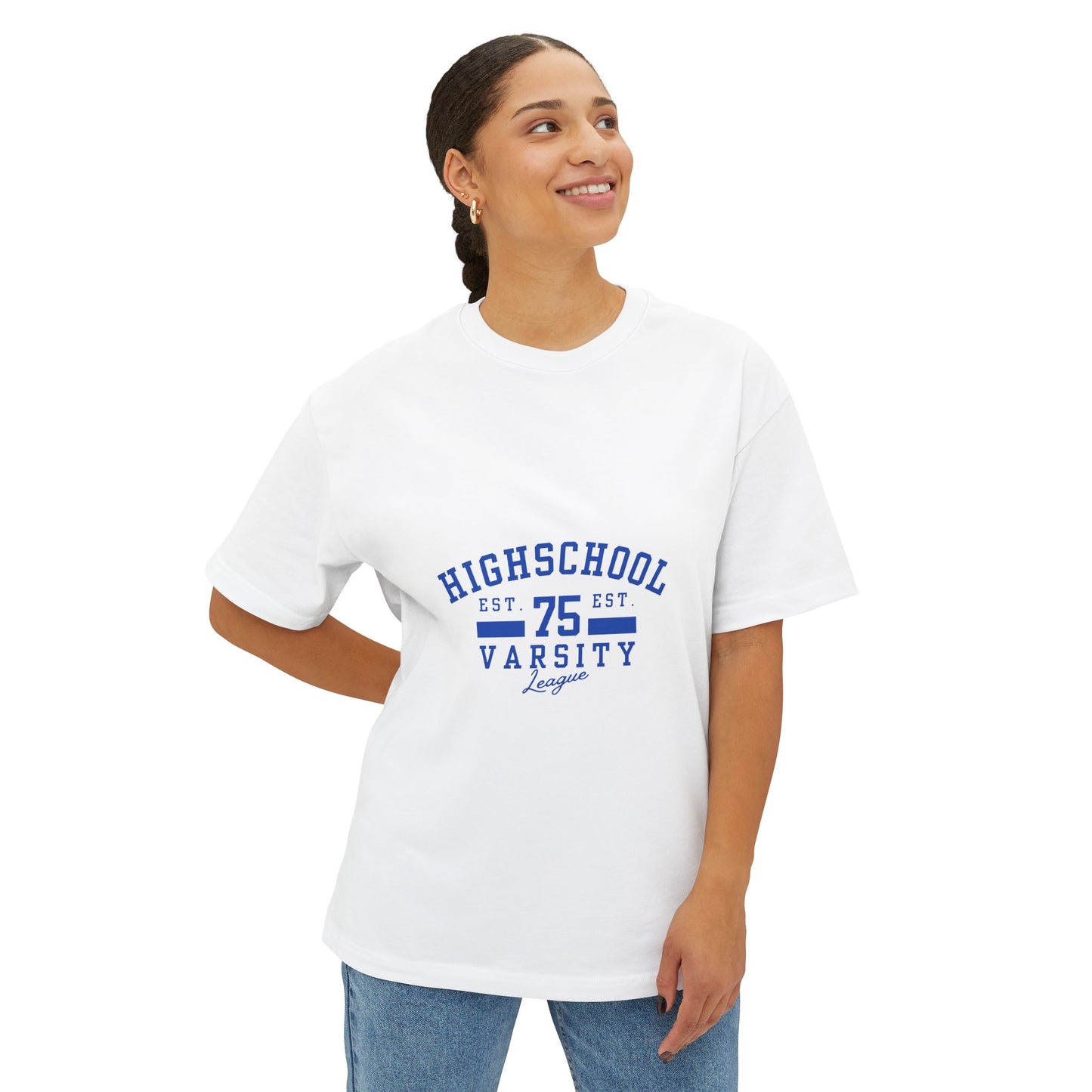 Varsity League Oversized Tee - Unisex Highschool 75 Est. Tee