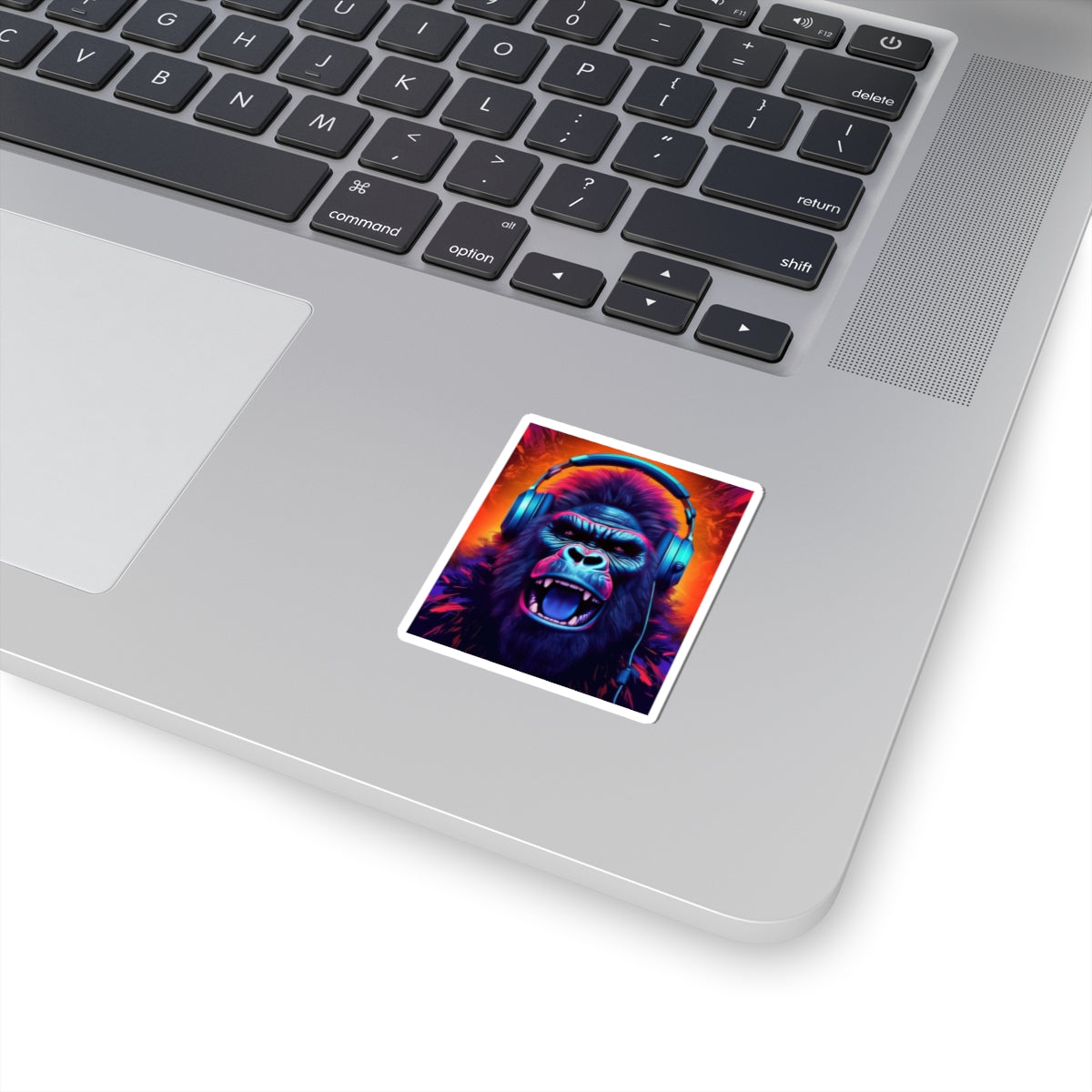 Music Lover's Gorilla Head Kiss-Cut Sticker - Vibrant Vinyl Decal for Laptops and Water Bottles