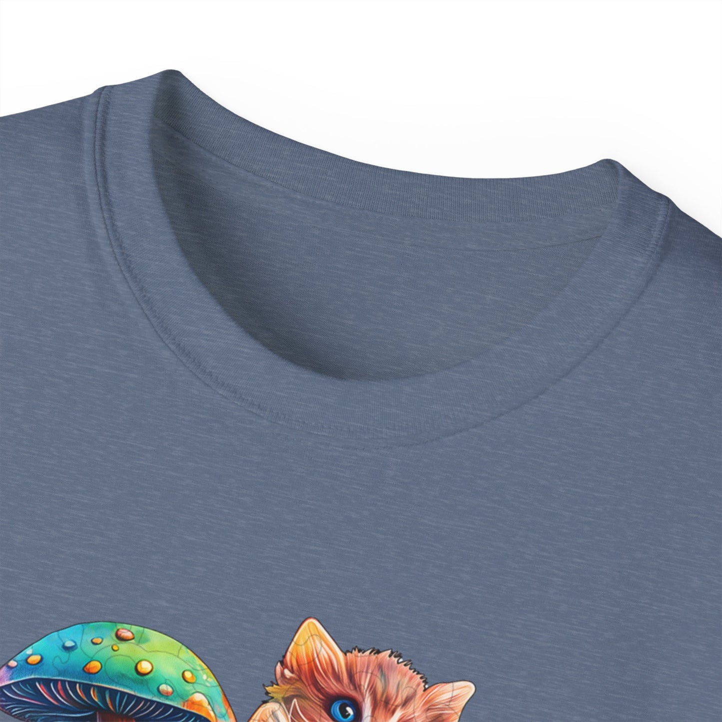 Colorful Cat Mushroom Unisex Ultra Cotton Tee - Whimsical T-Shirt for Cat Lovers