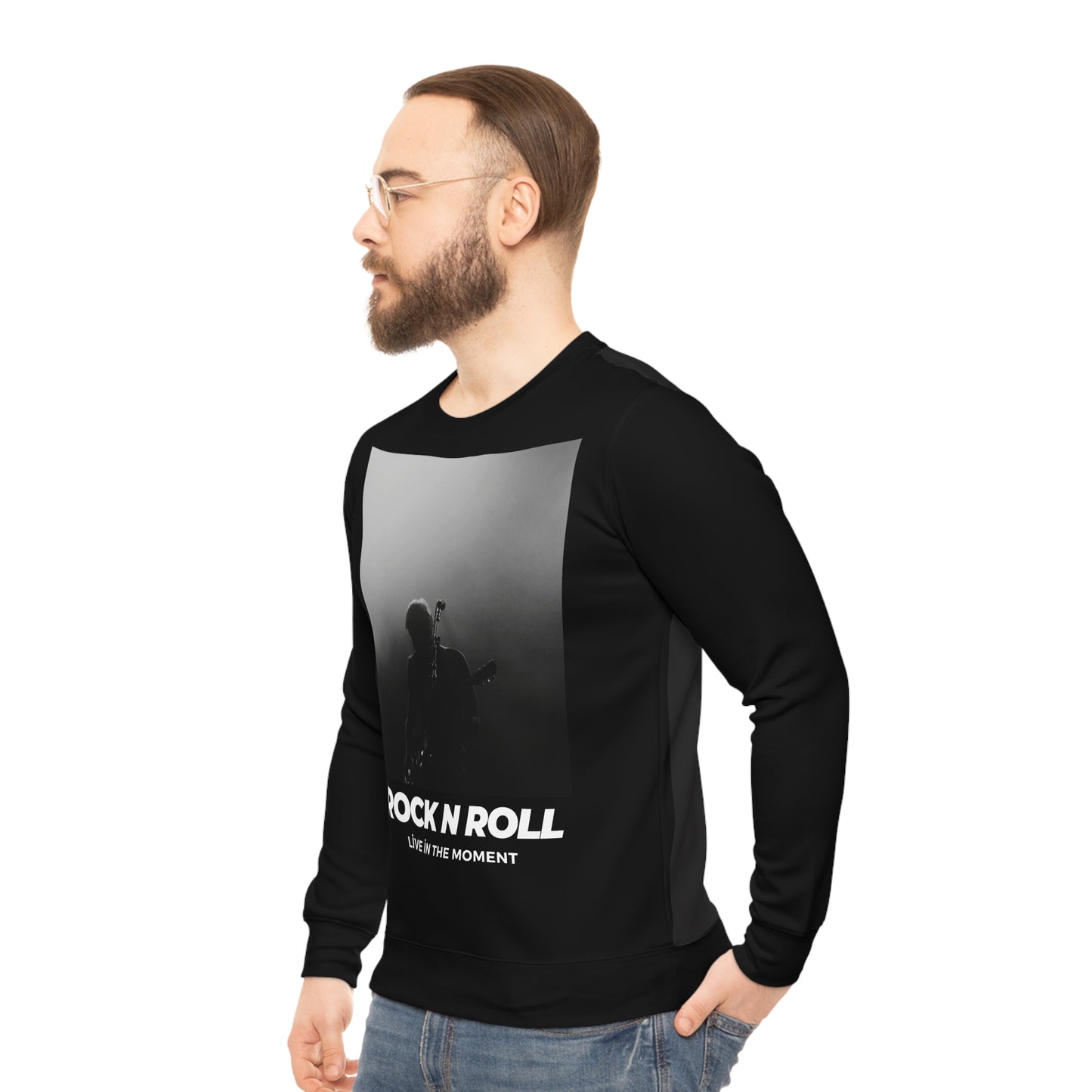 Rock N Roll Lightweight Sweatshirt - Live in the Moment - Perfect Gift for Music Lovers