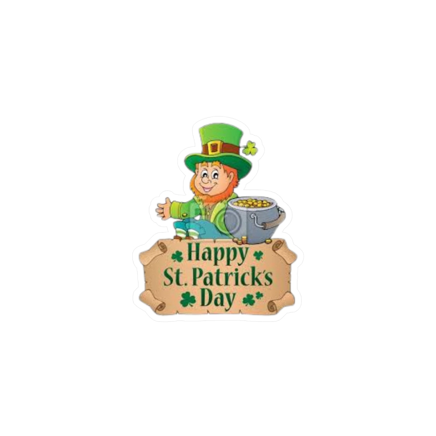 St. Patrick's Day Leprechaun Kiss-Cut Vinyl Decals - Cheerful Holiday Stickers for Home Decor