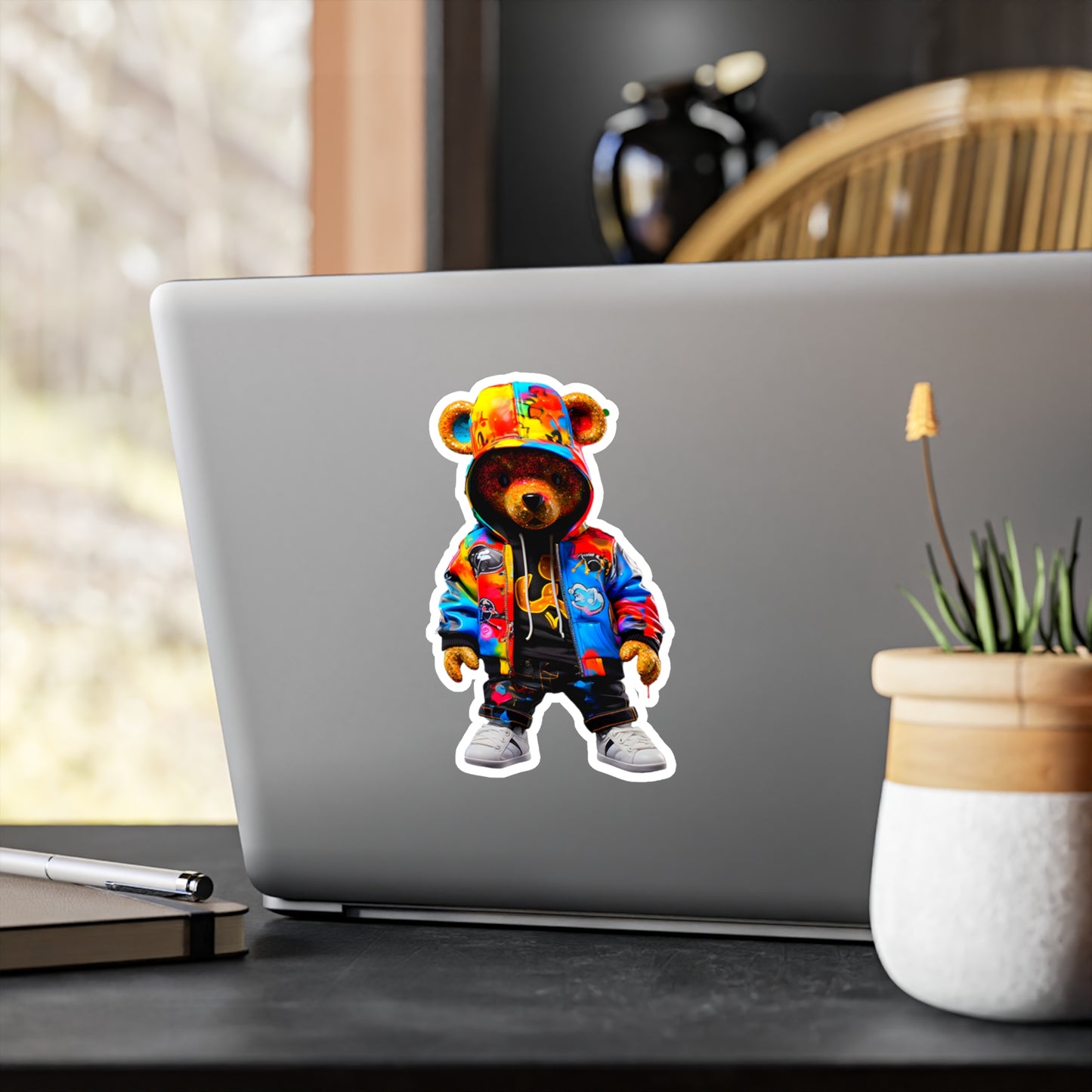 Colorful Bear Streetwear Kiss-Cut Vinyl Decal - Trendy Stickers for Personalization