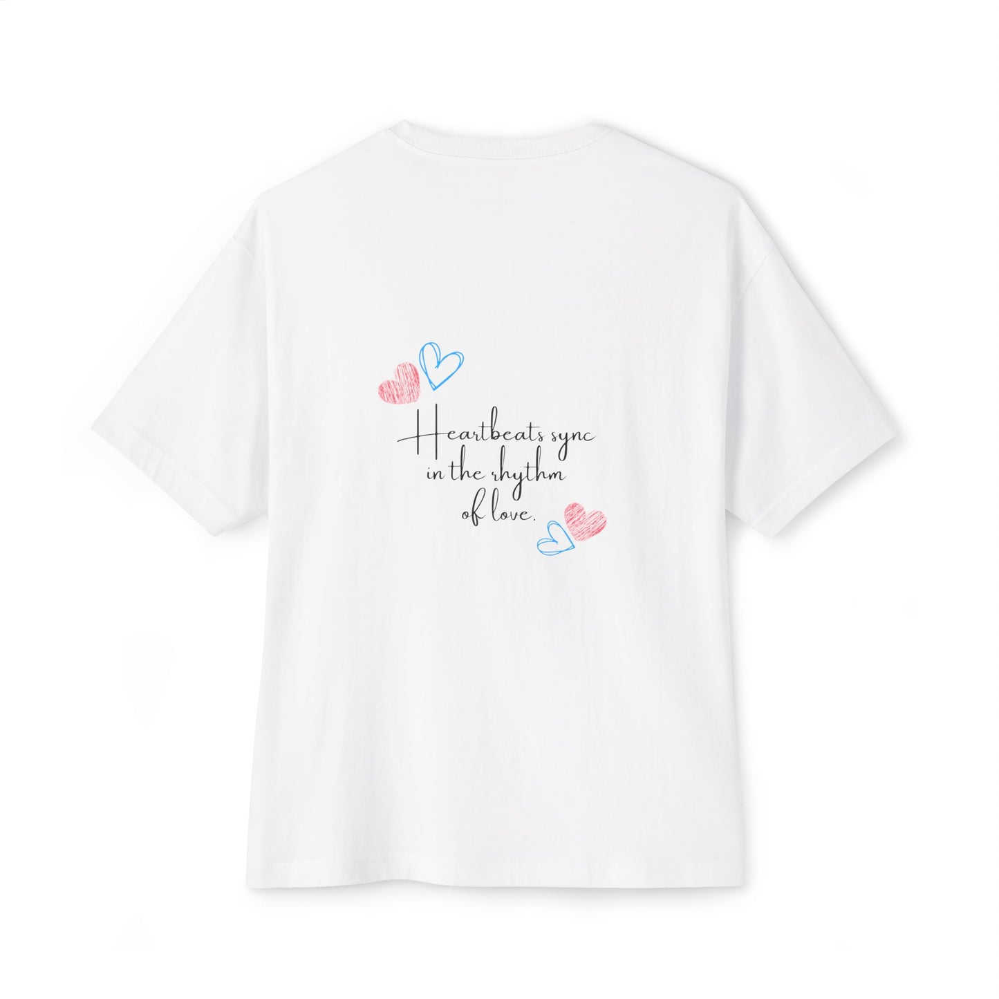 Romantic Unisex Oversized Boxy Tee - "All You Need Is Love" & Heartbeat Design