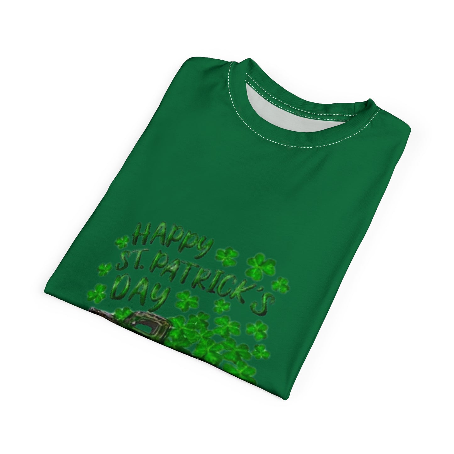 Happy St. Patrick's Day Unisex Cut & Sew Tee - Shamrock Design