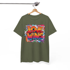 Love Wins Unisex Heavy Cotton Tee - Colorful Graphic Tee for Pride and Self-Expression