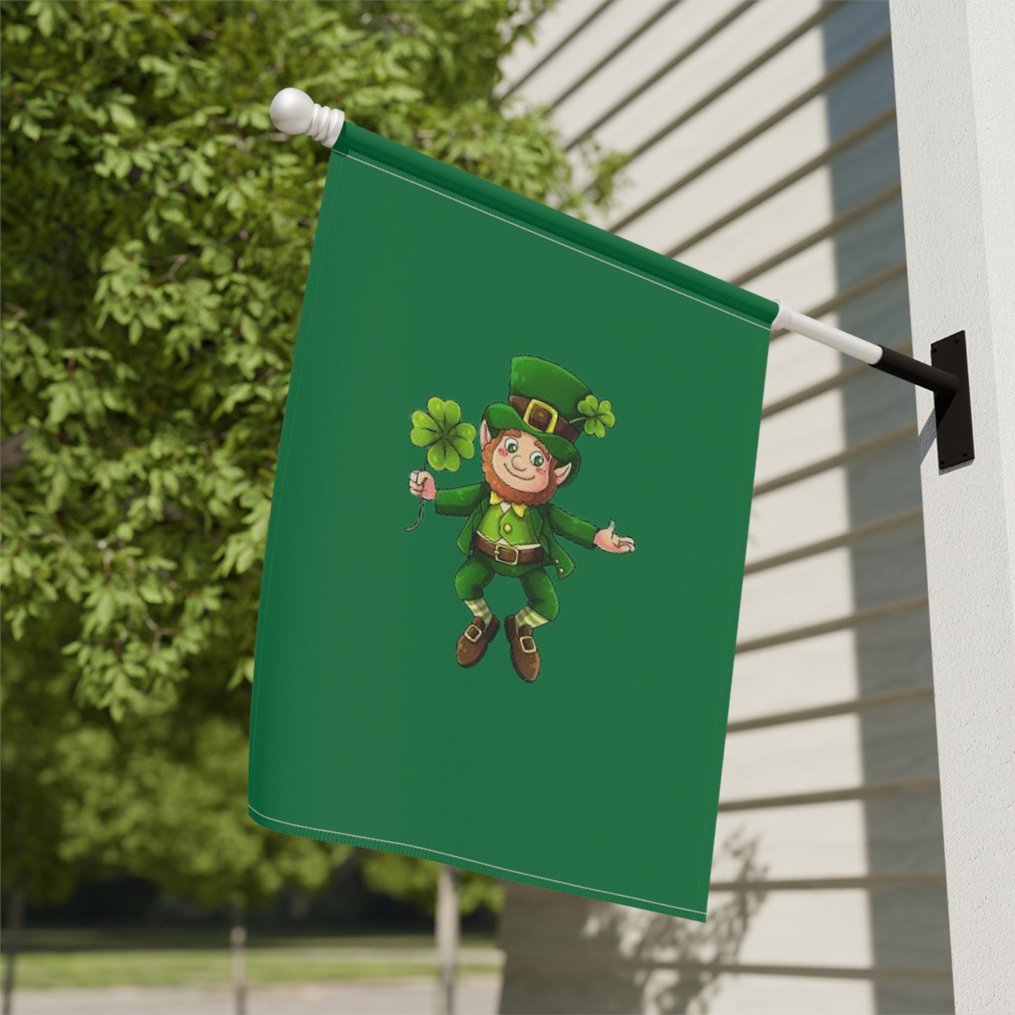 St. Patrick's Day Garden Banner with Cheerful Leprechaun Design