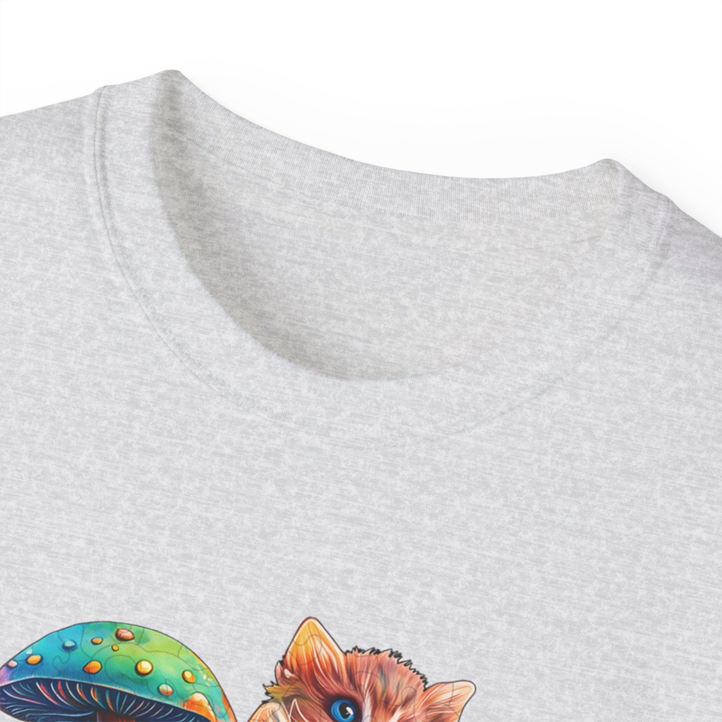 Colorful Cat Mushroom Unisex Ultra Cotton Tee - Whimsical T-Shirt for Cat Lovers