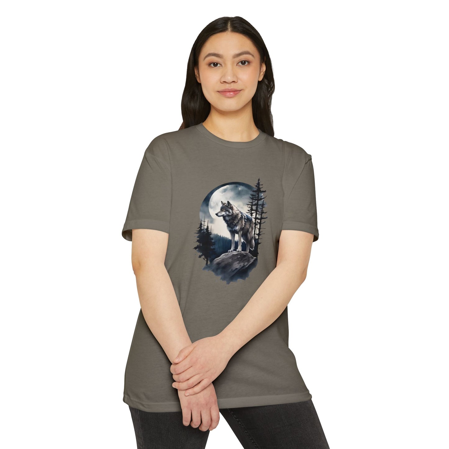 Wolf Howling Moon Unisex T-Shirt - Nature-Inspired Graphic Tee