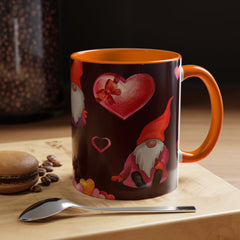 Valentine's Gnome Coffee Mug - Cute 11oz & 15oz Accent Mug with Hearts