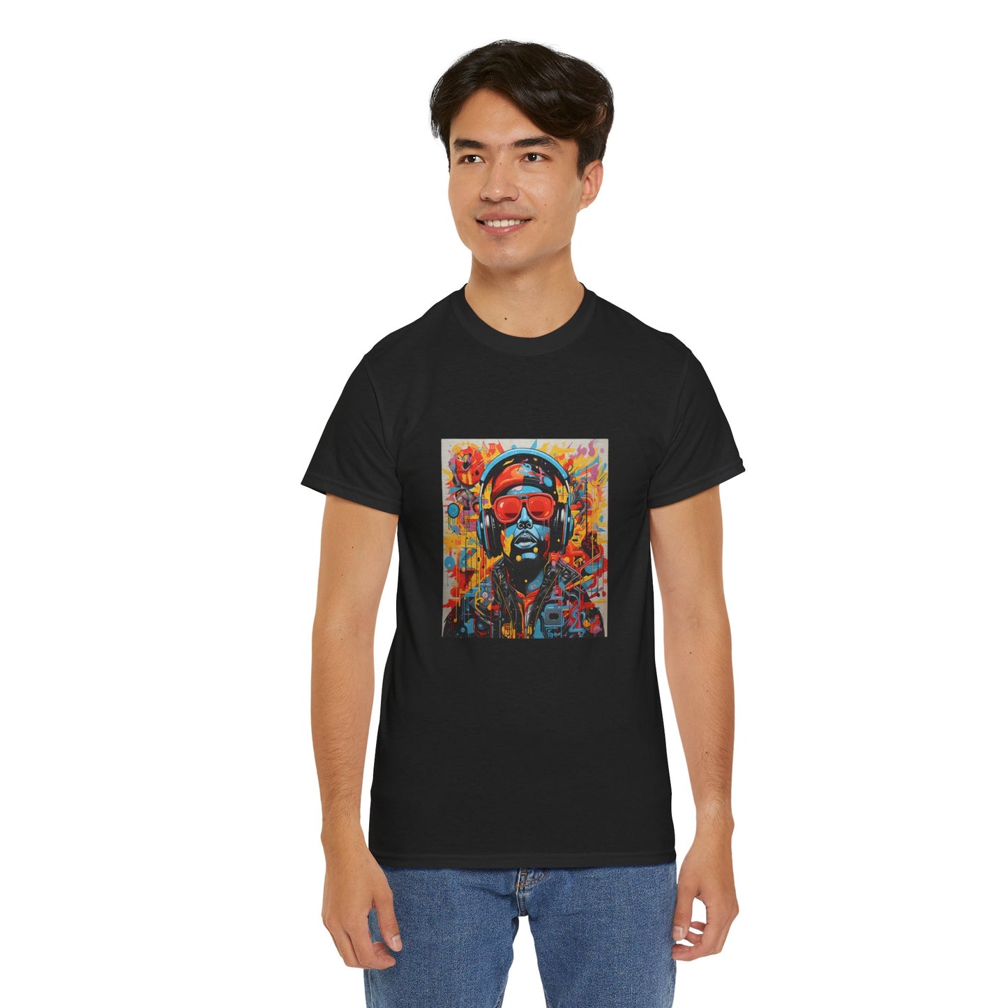 Vibrant Unisex Heavy Cotton Tee - Colorful Music & Travel Art