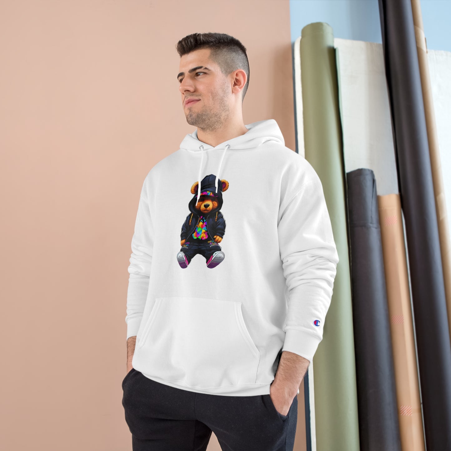 Cute Teddy Bear Champion Hoodie - Cozy Streetwear for Kids and Teens