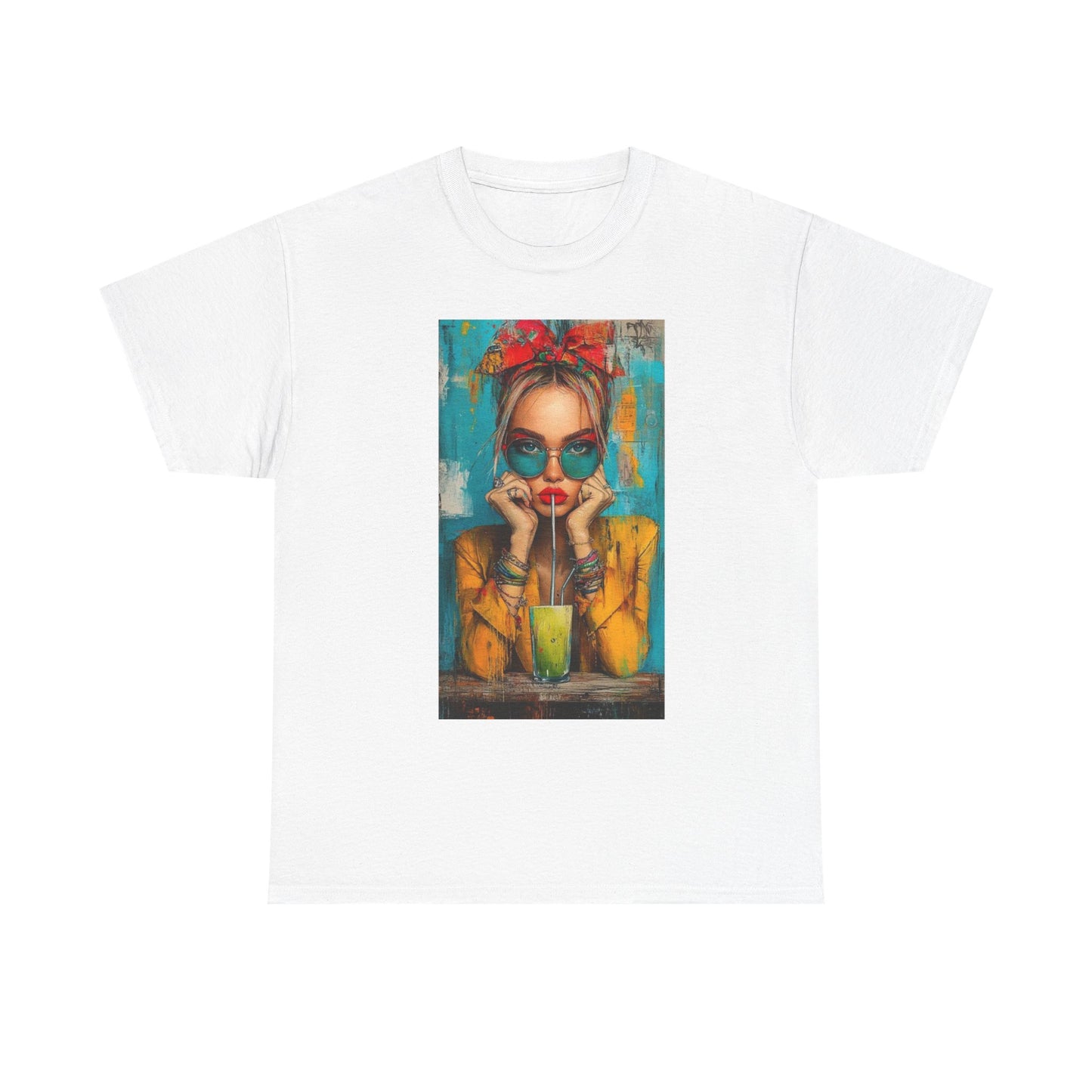 Chic Summer Vibes Unisex Heavy Cotton Tee with Colorful Art